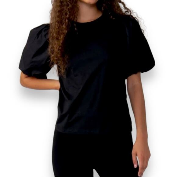 Sanctuary - Dream State Tee, Black Puff Sleeve Top Size Medium - Picture 2 of 13